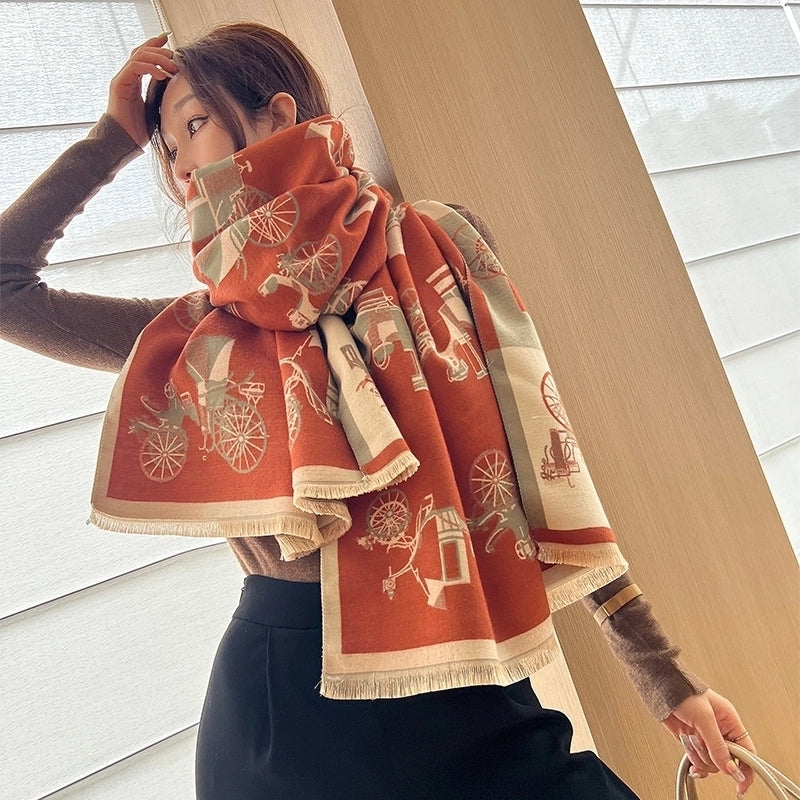 Women's Casual Minimalist Carriage Imitation Cashmere Scarf