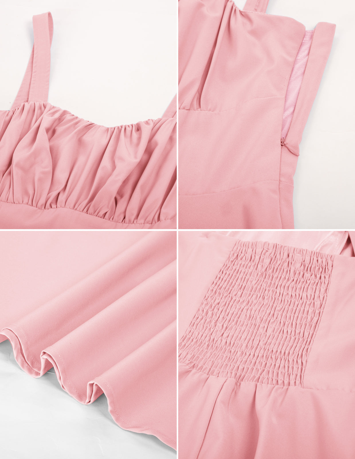 Vintage Solid Color Two-Way Defined Waist Dress Ruched Bodice Flared A-Line Dress