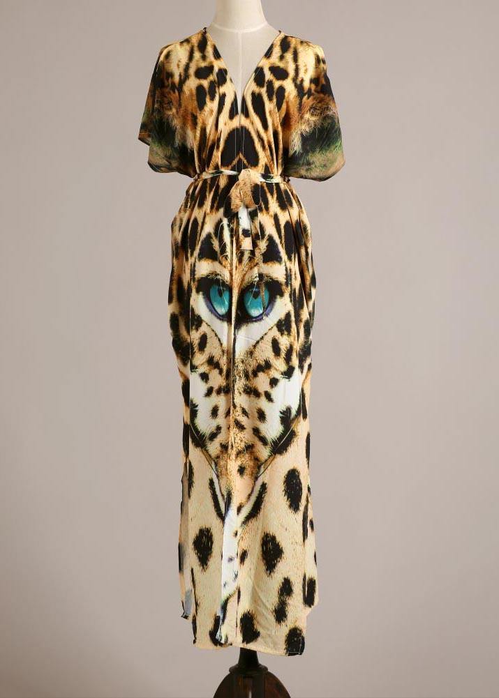 Organic Tiger Print side open Ankle Dress Coat