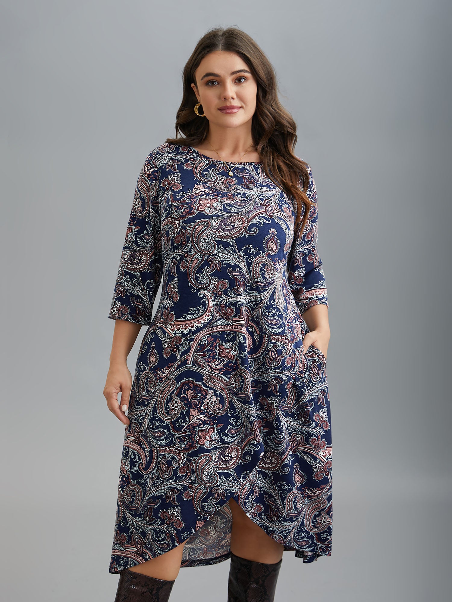 Wrap Hem Bandana Floral Dress