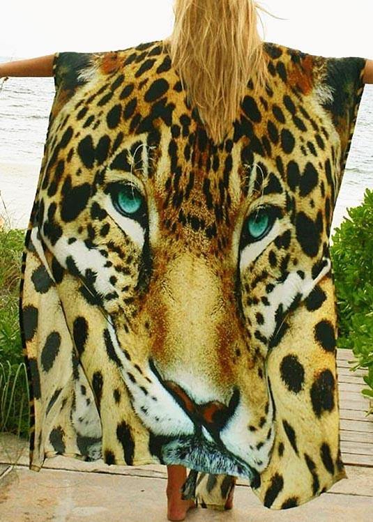 Organic Tiger Print side open Ankle Dress Coat