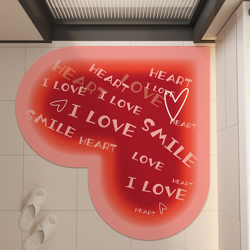 Casual Elegant Heart Shape Diatom Ooze Floor Mat Bathing