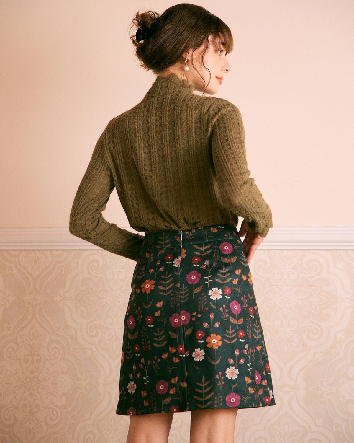 The Mock Neck Textured Long Sleeve Knit Top