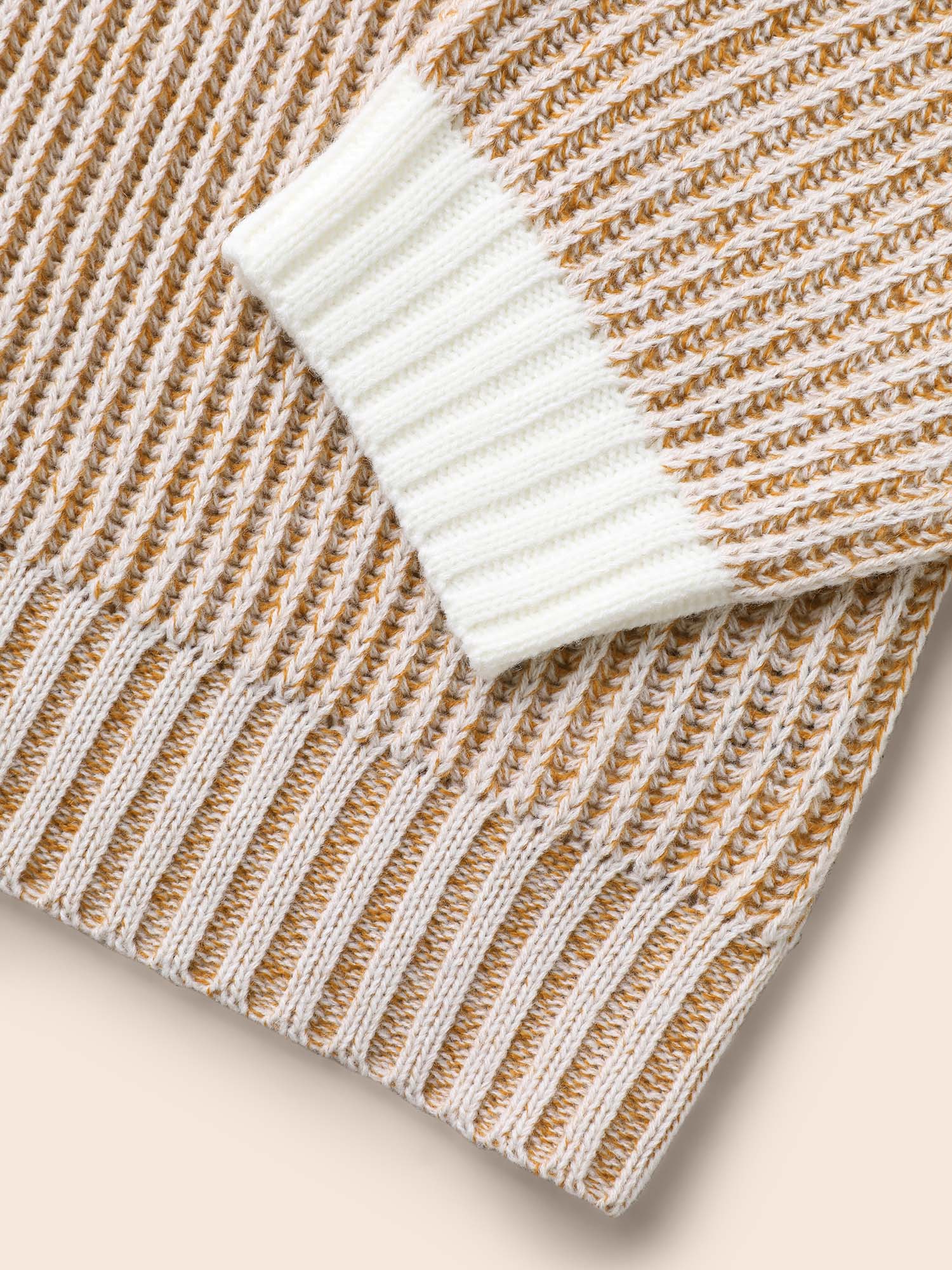 Contrast Texture Drop Shoulder Sleeve Pullover