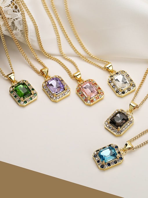 Cubic Zirconia Rectangle Pendant & Chain