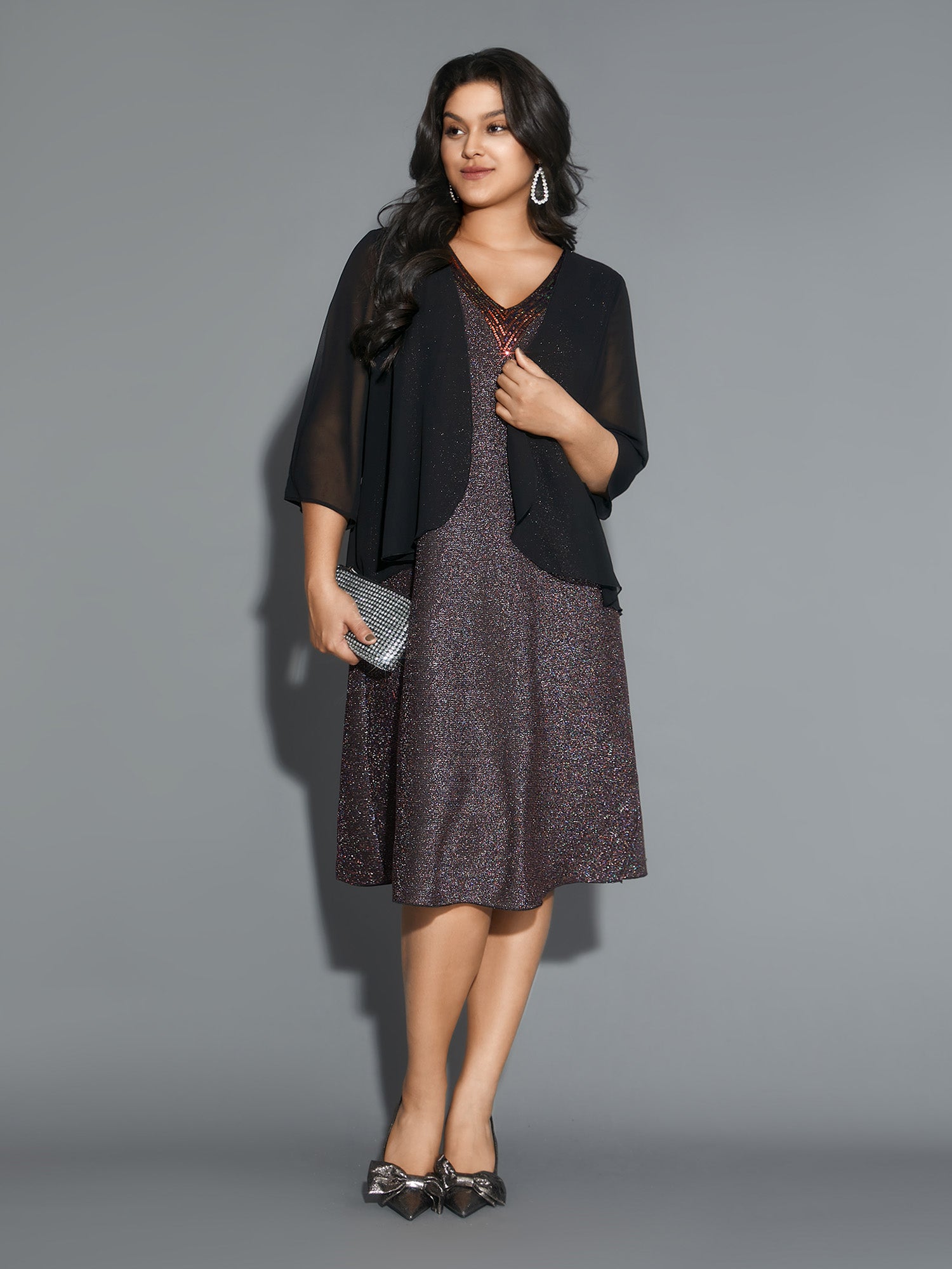 2-In-1 Sequin Patchwork Mesh Dress