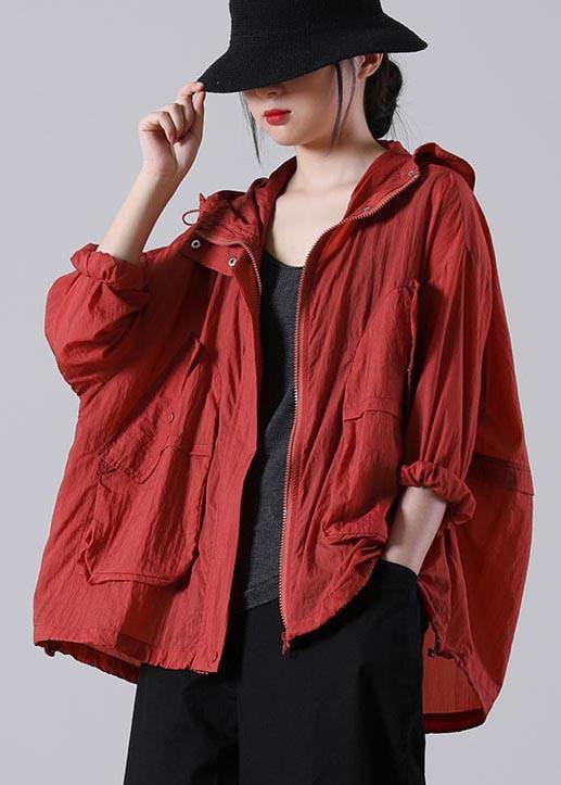Fashion Red Long sleeve UPF 50+ Coat Jacket Summer Hooded Jacket
