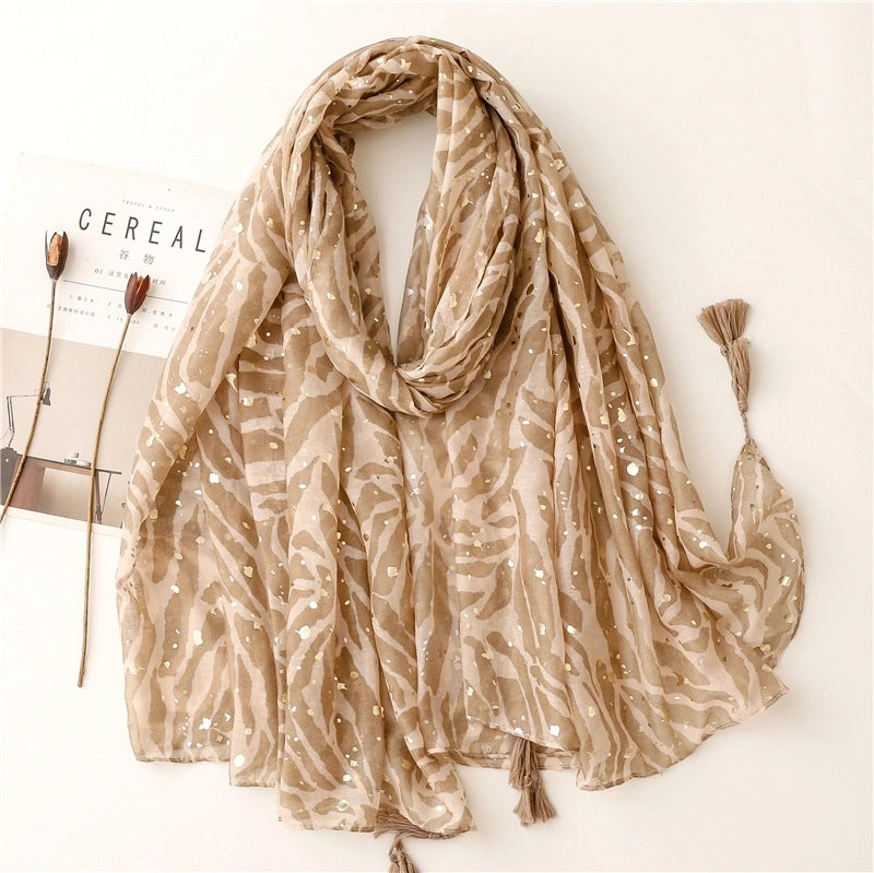 Women's Fashion Color Block Voile Polyester Winter Scarves
