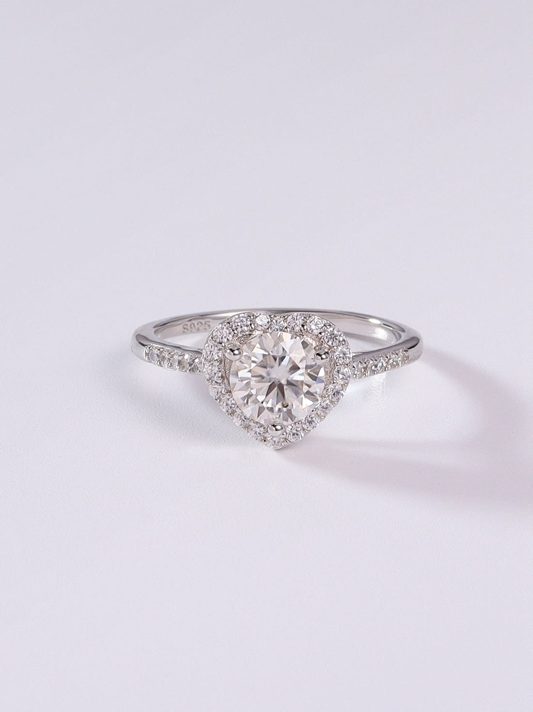 925 Sterling Silver Cubic Zirconia Heart Ring