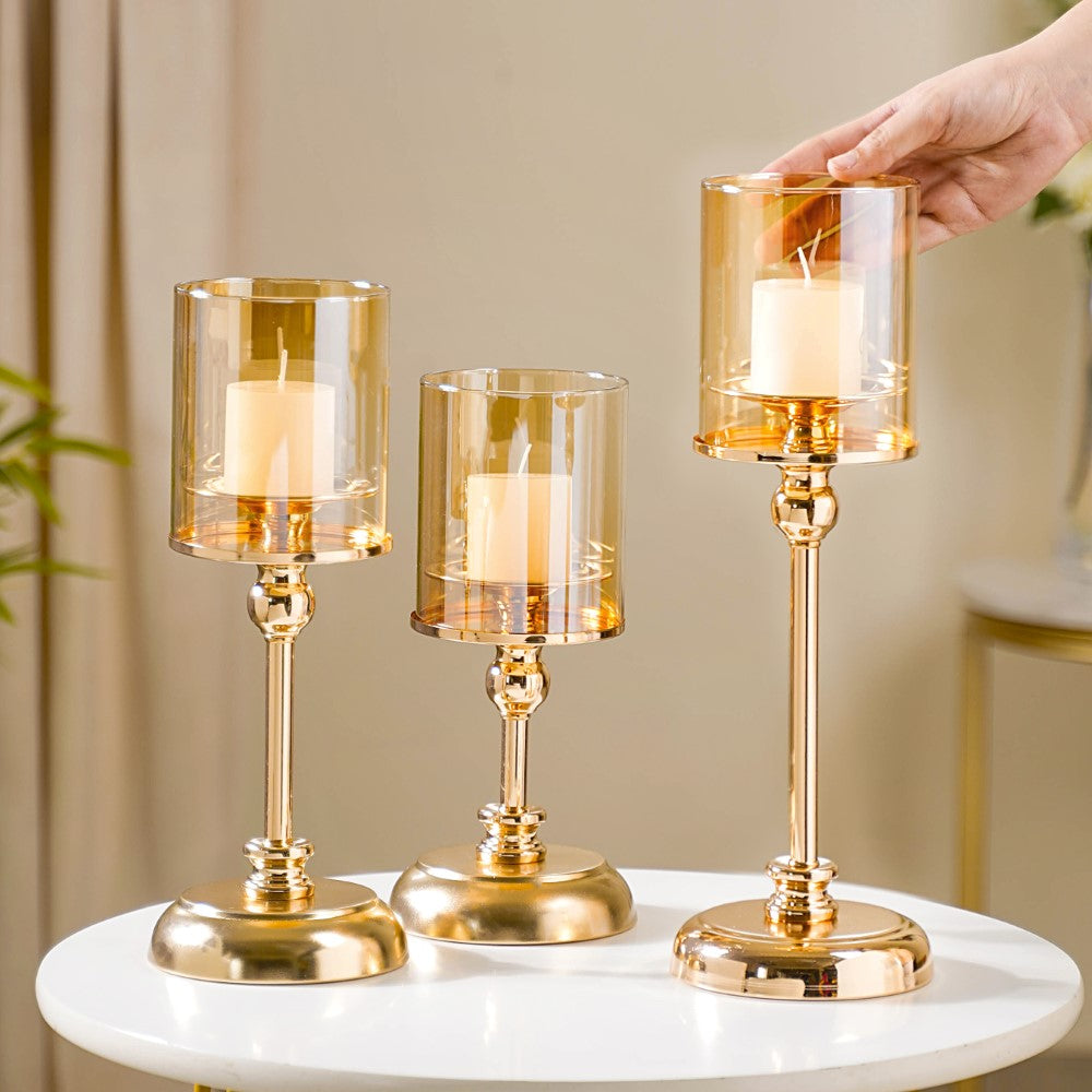 Hurricane Metal Candle Holder Stand Set Of 3