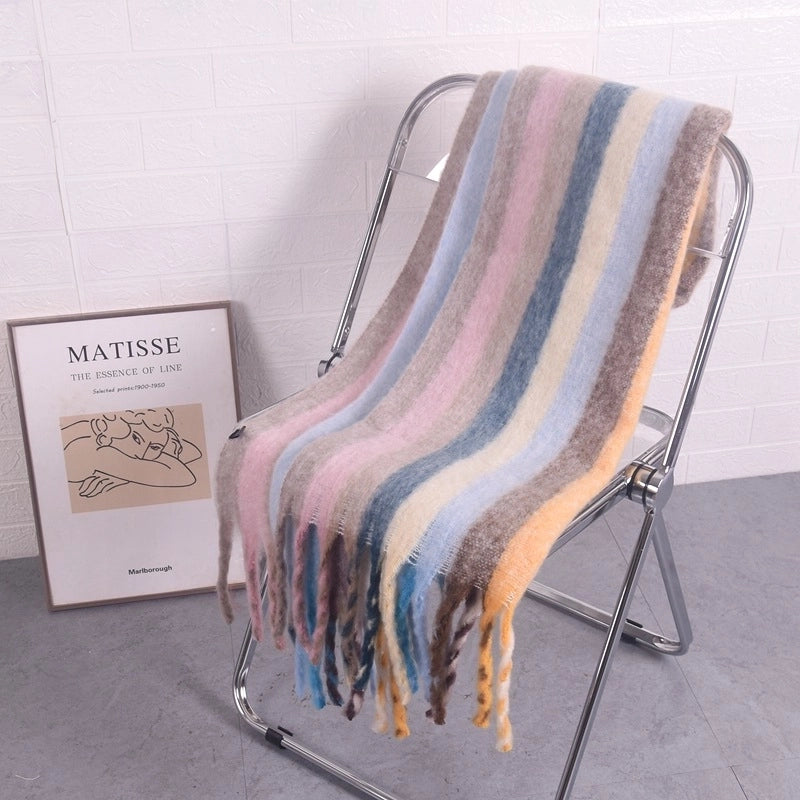 Women's Minimalist Color Block Imitation Cashmere Dyeing Scarf