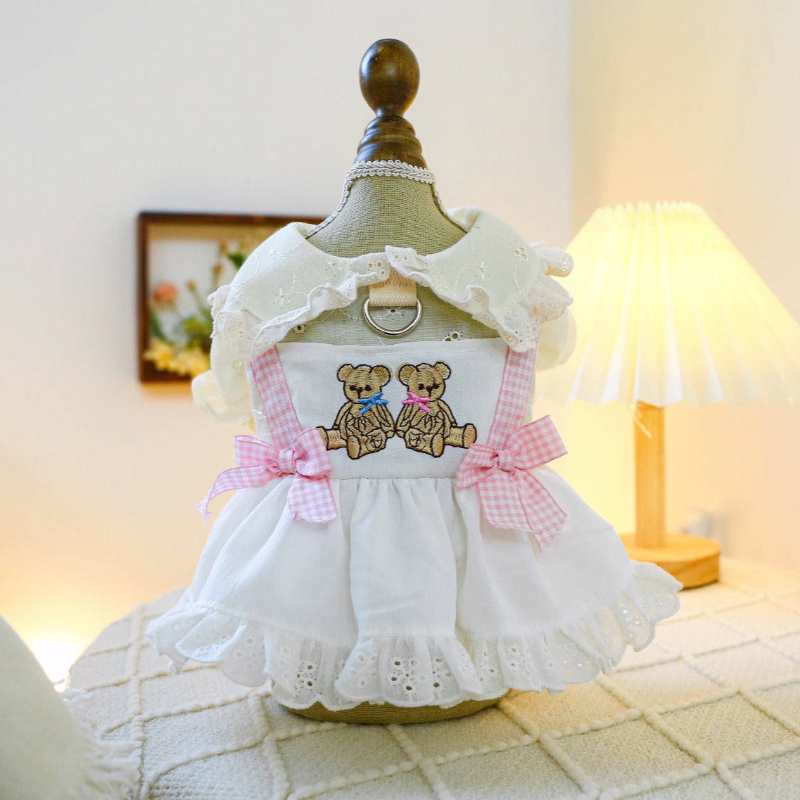 Sweet Bear Lace Bow Dog Dress Harness