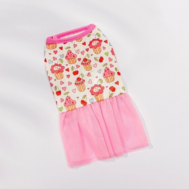 Princess Polyester Letter Cherry Strawberry Pet Clothing