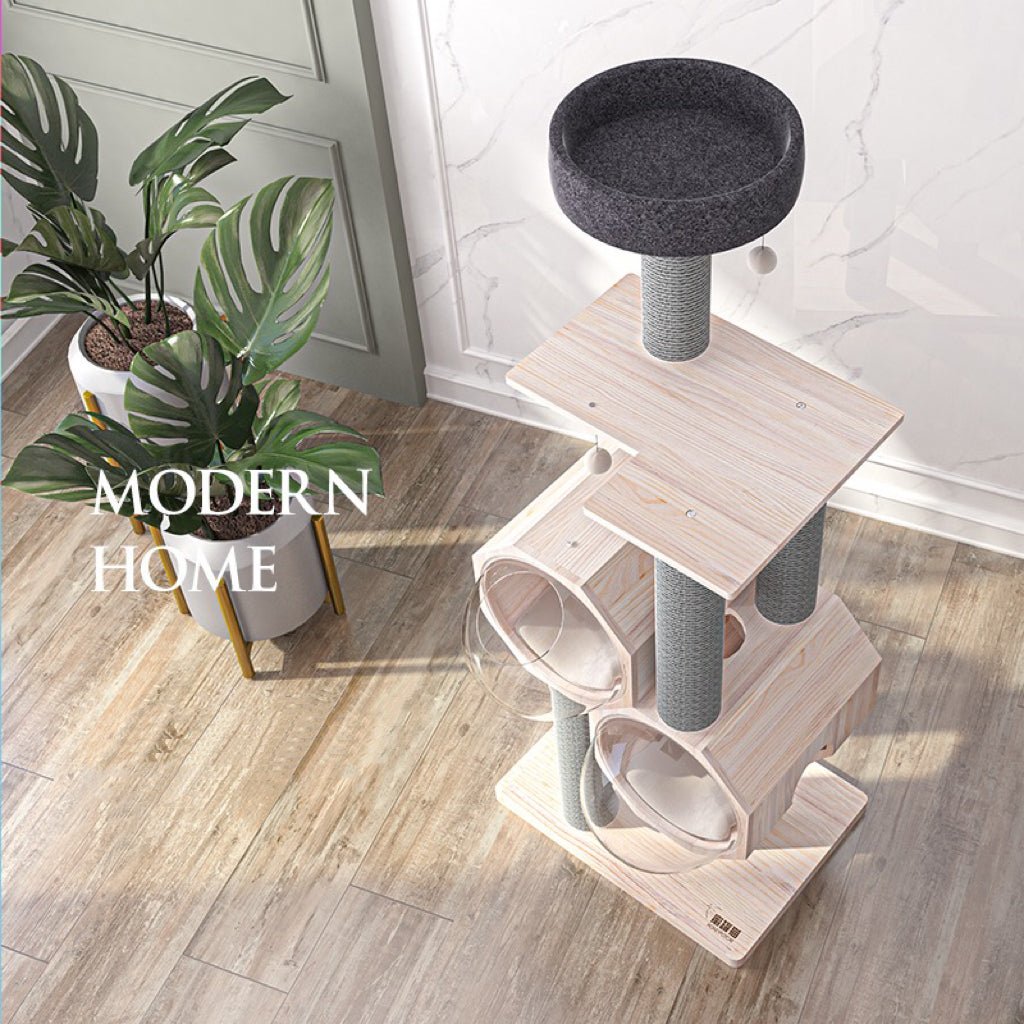 165cm Finnish Pine Luxury Cat Tree | Dual Space Capsules