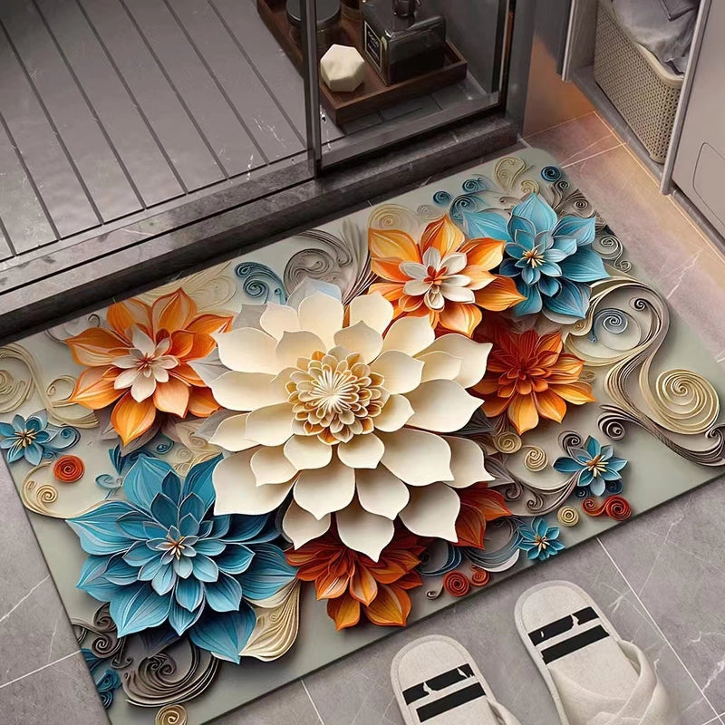 3D Oil Painting Diatom Mud Absorbent Floor Mat Non-slip Floor Mat Bathroom Door Quick-drying Bathroom Carpet Bathroom Floor Mat