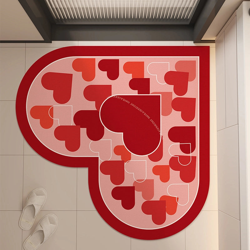Casual Elegant Heart Shape Diatom Ooze Floor Mat Bathing