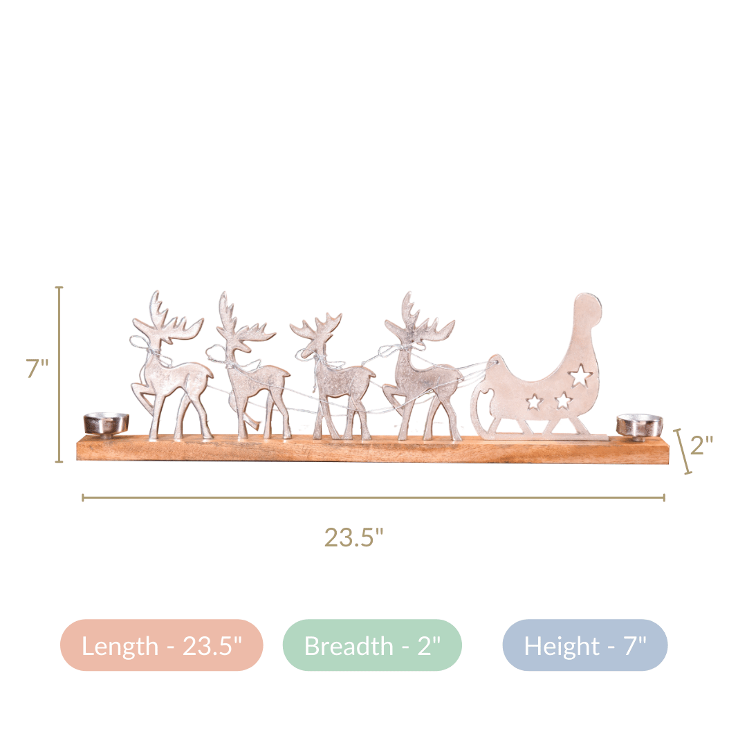 Reindeer Sleigh Showpiece With Tealight Holders