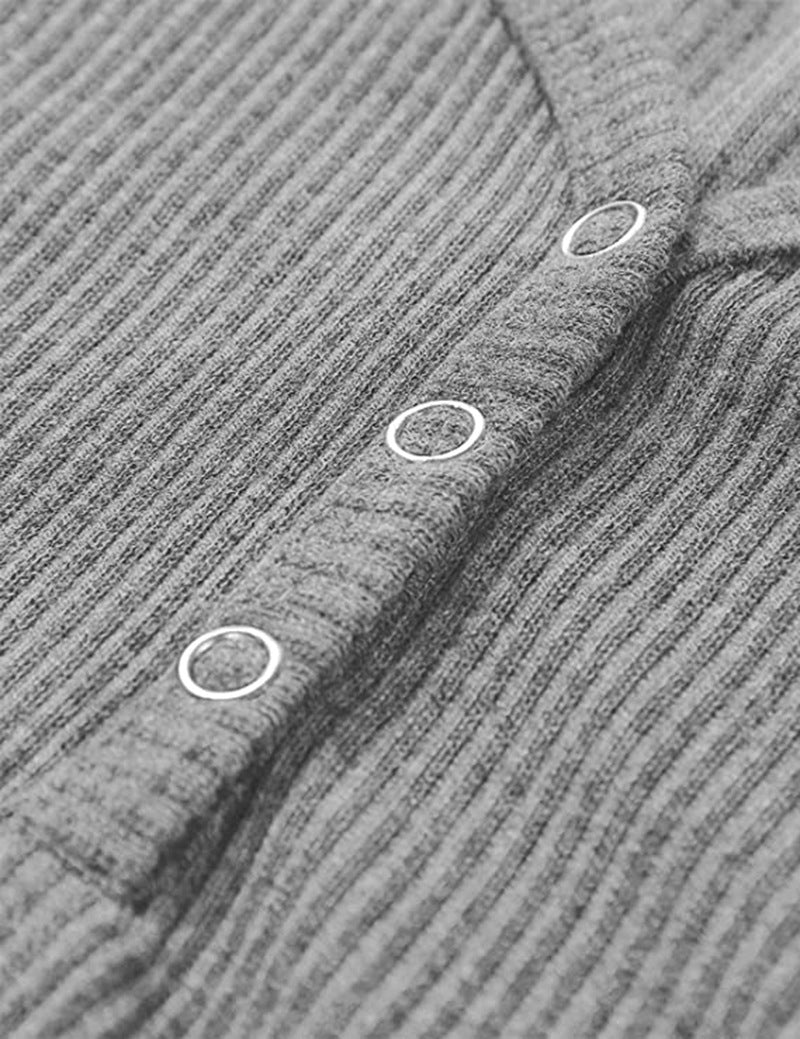 Solid Color V-Neck Long-Sleeved T-Shirt