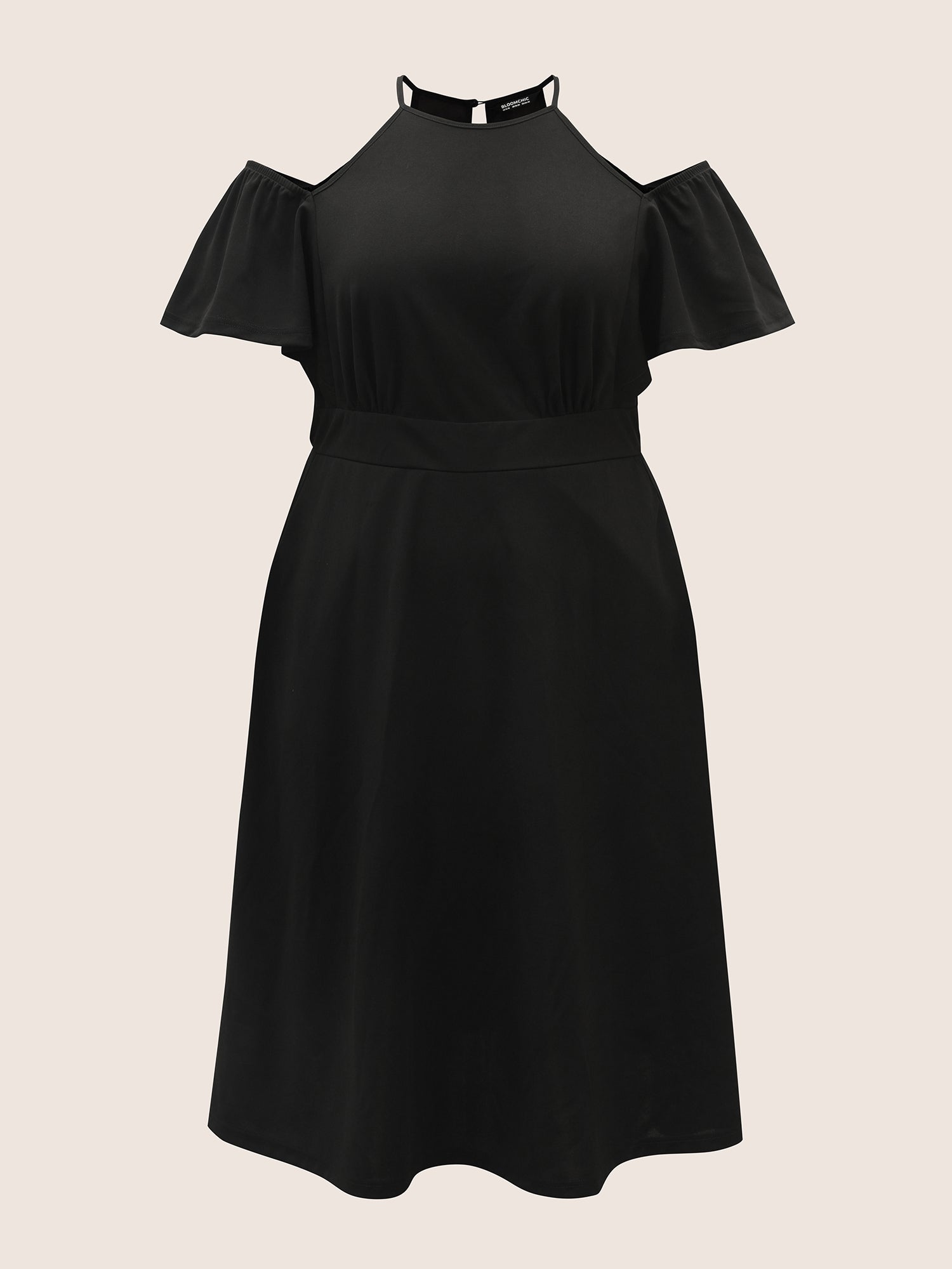 Cold Shoulder Flutter Sleeve Midi Dress