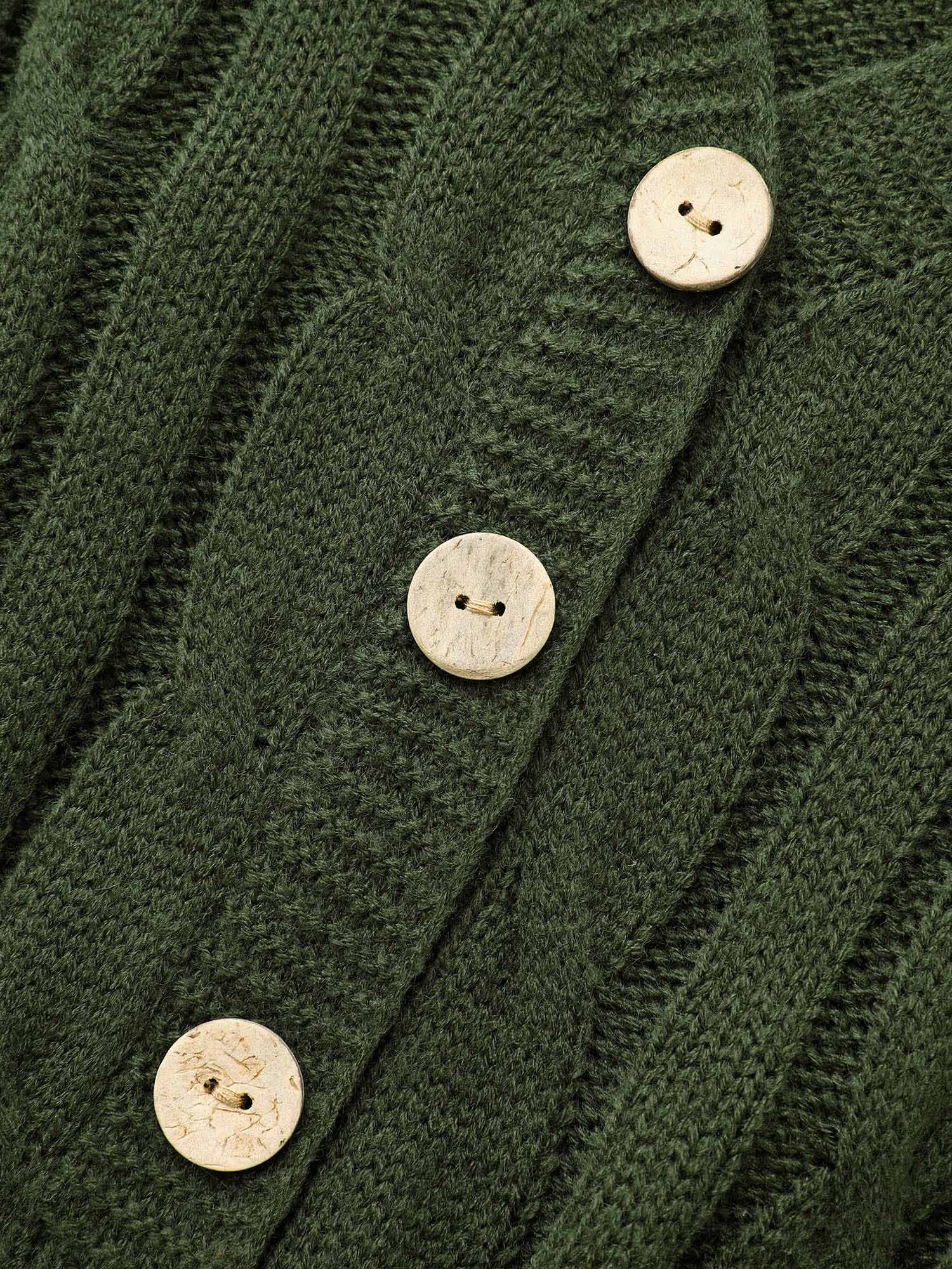 Texture Cable Knit Button Detail Pullover