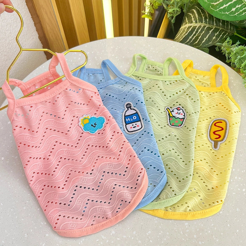 Spring And Summer Puppy Clothes Simple Sling Thin Breathable Small Dog Two-legged Pet Cat Clothes