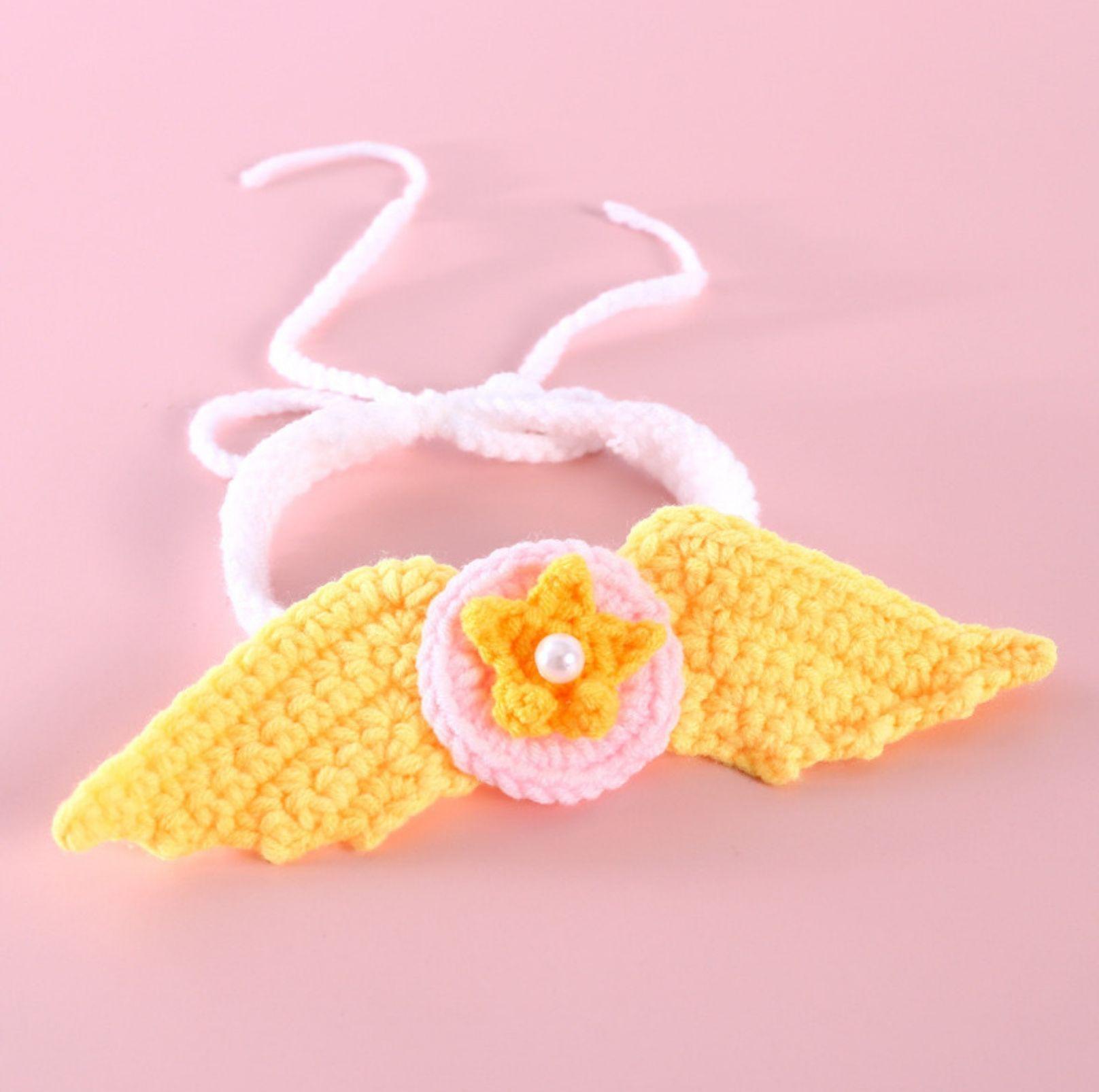 Hand Knitted Thread Wing Adjustable Collar
