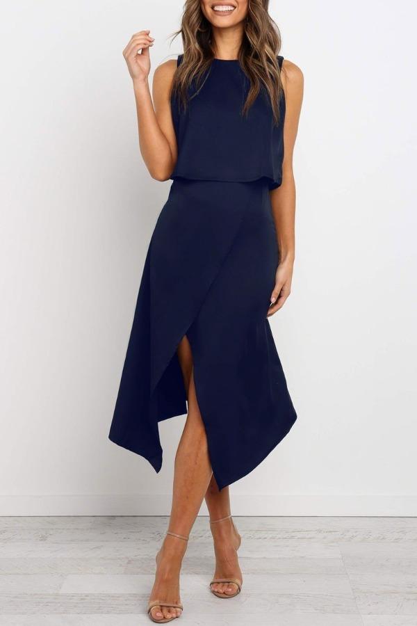 Fashion O-Neck Open Two-Piece Dress