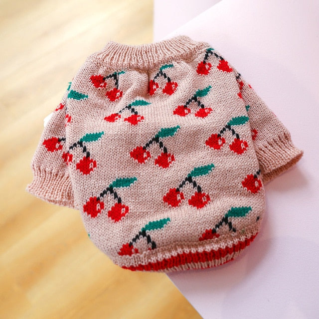 Cherry Printed Cat Dog Sweater