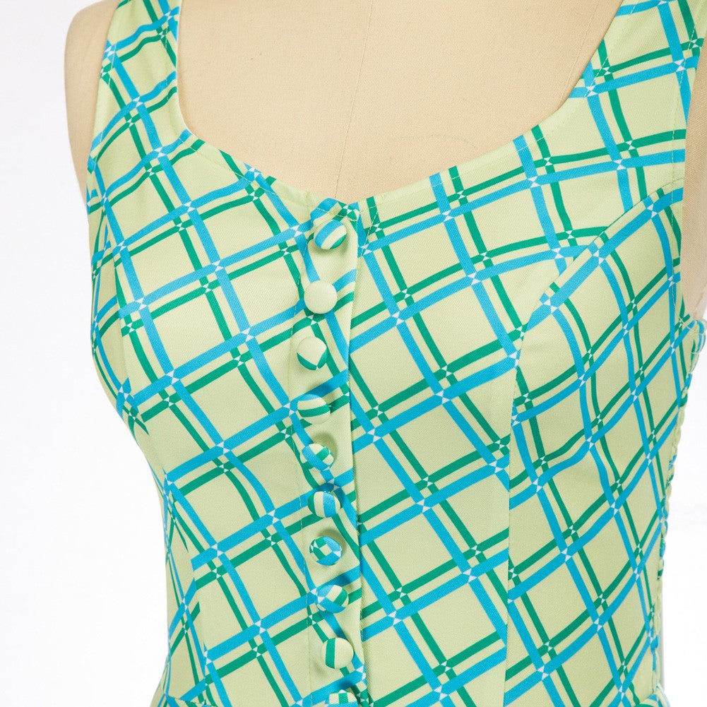 Vintage Printed Buttons Decorated A-Line Dress