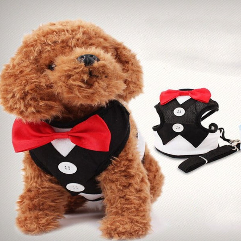 Dog Harness Vest with Bow Tie