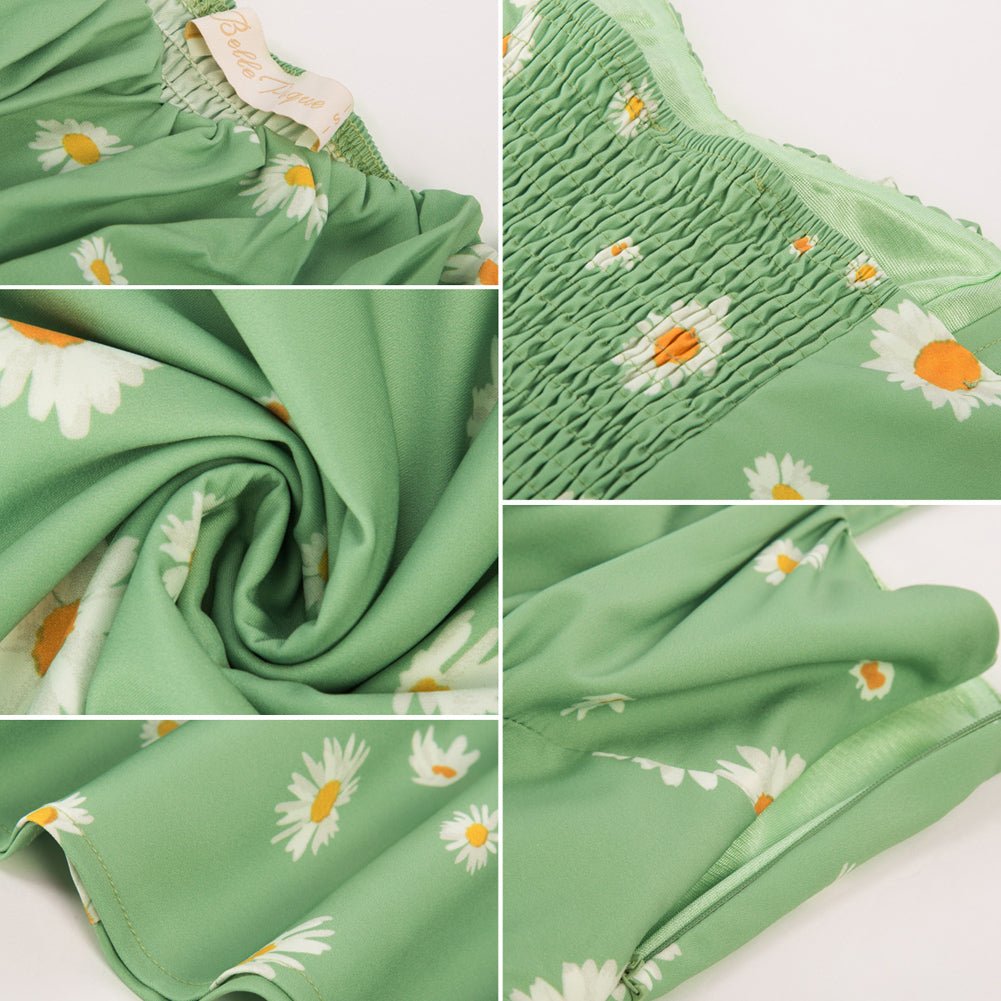 Vintage Fruit Patterns Two-Way Defined Waist Dress Ruched Bodice Flared A-Line Dress