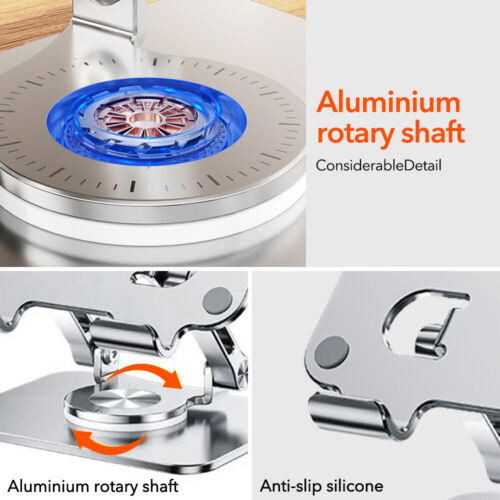 Aluminum Alloy Laptop Stand Foldable 360° Rotation Anti Slip Tablet Holder Notebook Lifting Cooling Holder