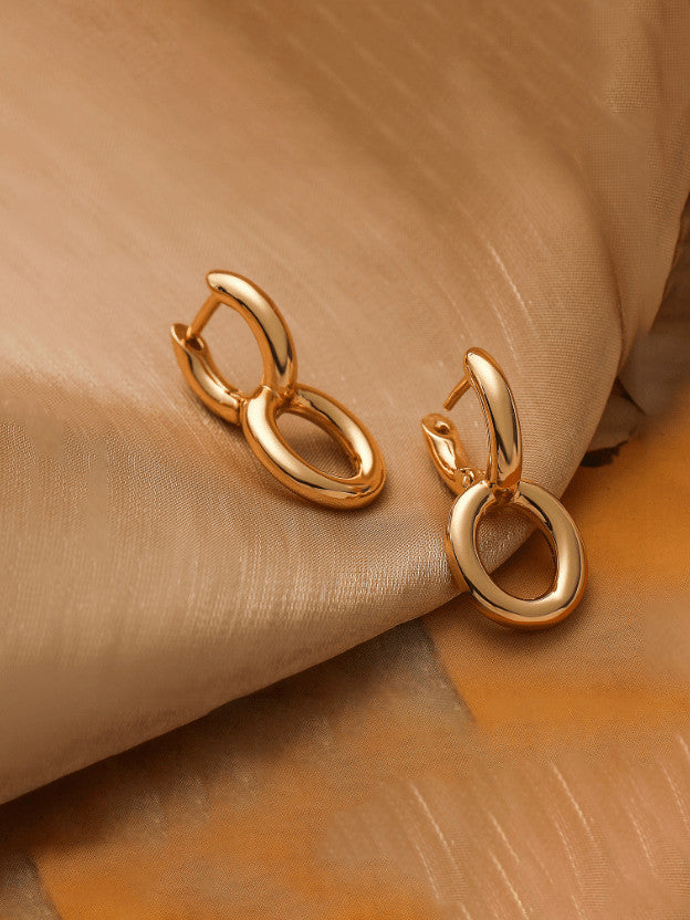 Gold Plated Round Drop Earrings
