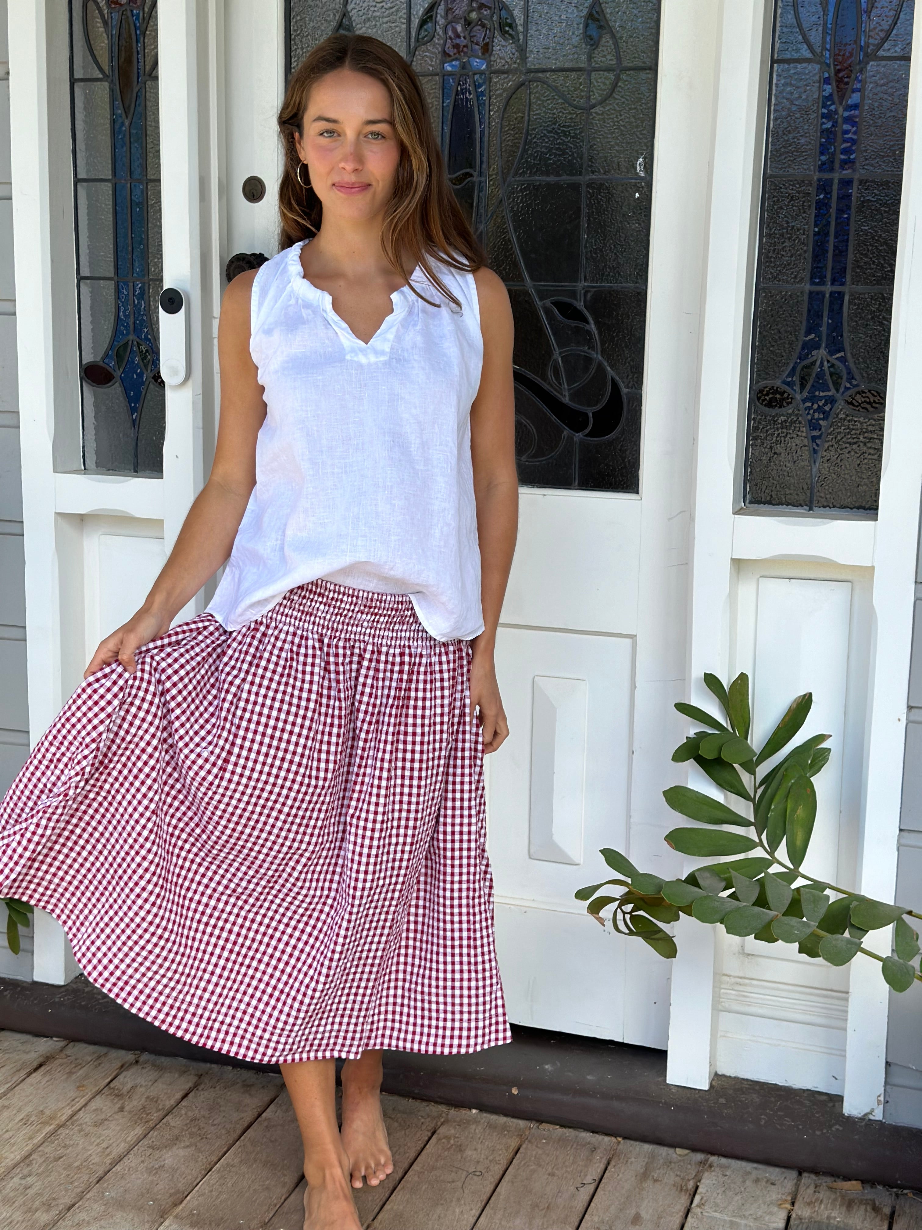 dark red gingham
