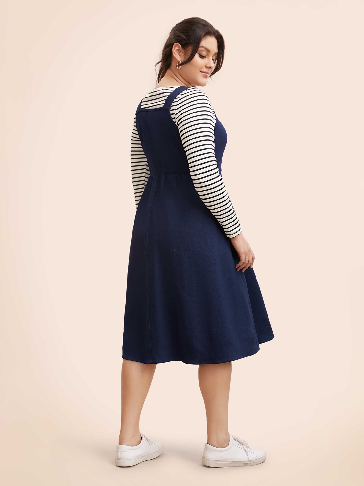 Denim Elastic Waist Overall Dress