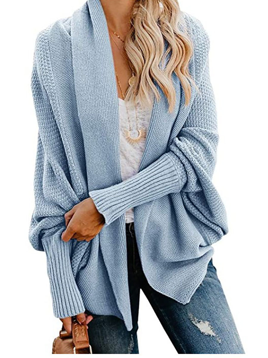 Bat sleeve plus size long knitted cardigan sweater13 colors