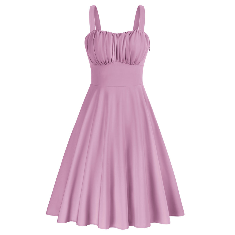 Vintage Leaf Patterns Two-Way Defined Waist Dress Ruched Bodice Flared A-Line Dress