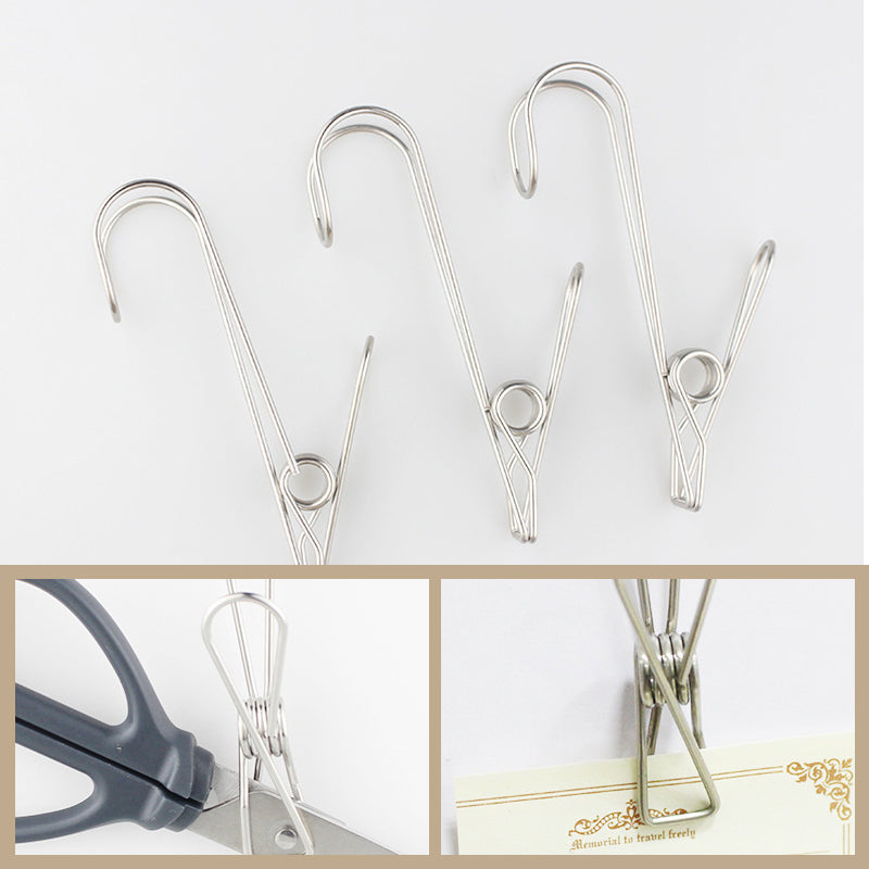 Stainless Steel Clothes Pins Hook Clip10PCS