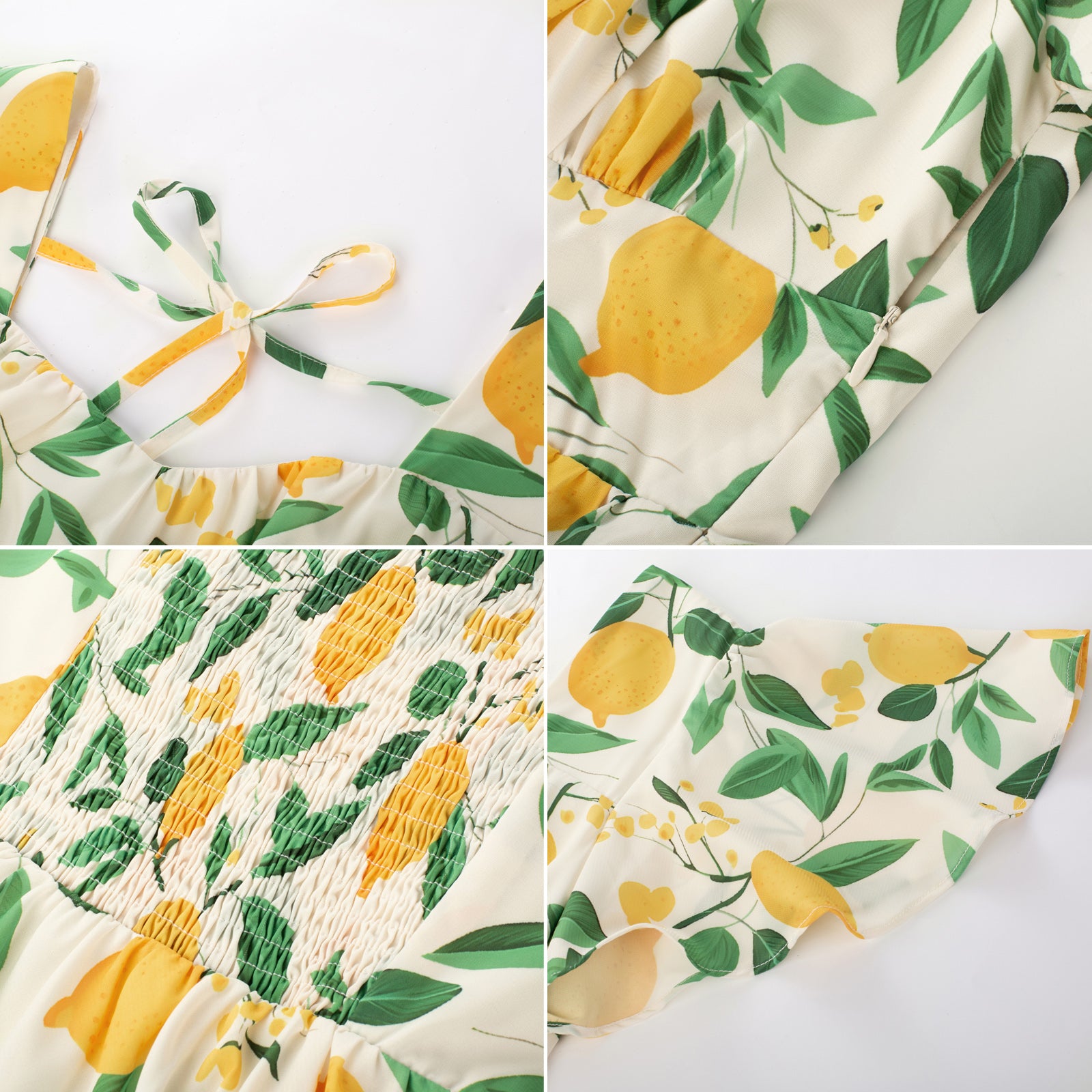 Fruit Print Square Neck Tiered Ruffle Dress 2023 Summer Vintage A-line Swing Midi Dress