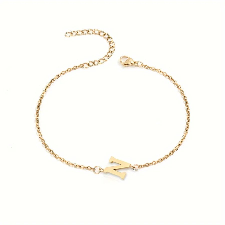 Dainty Feminine Letter Initial Chain Bracelet