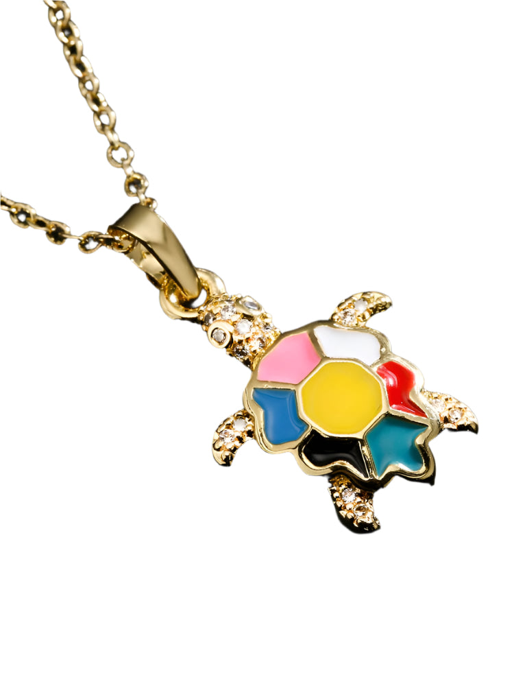 Cubic Zirconia Turtle Pendant & Chain