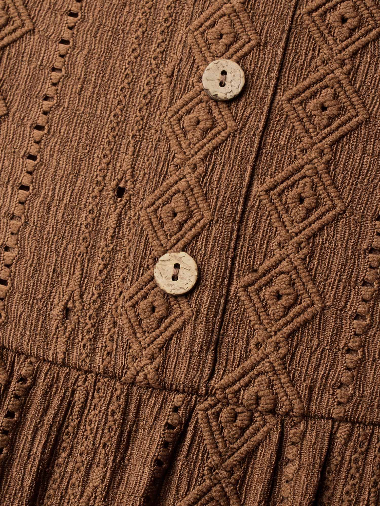 Textured Button Detail Square Neck Knit Dress