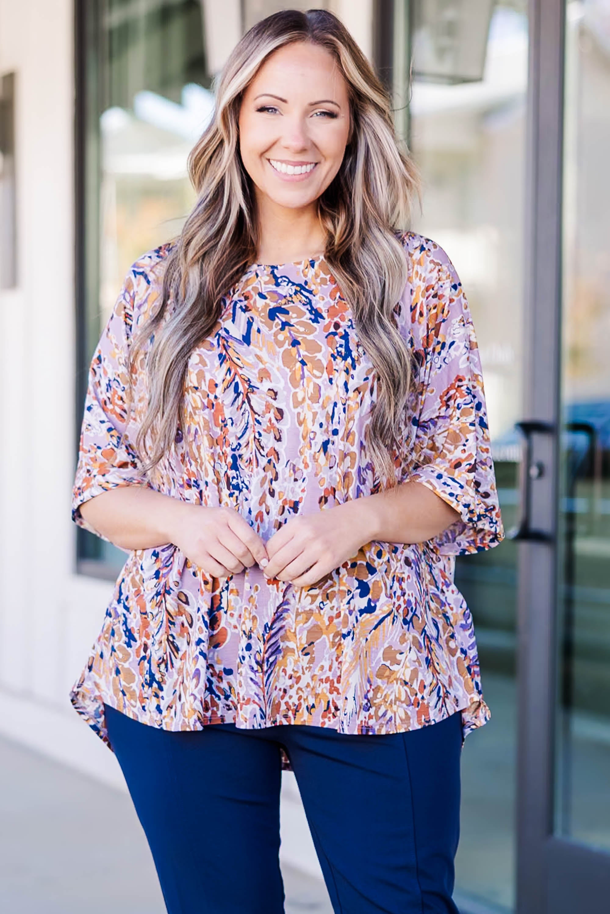 Walk On Your Own Top. Lavender Marigold