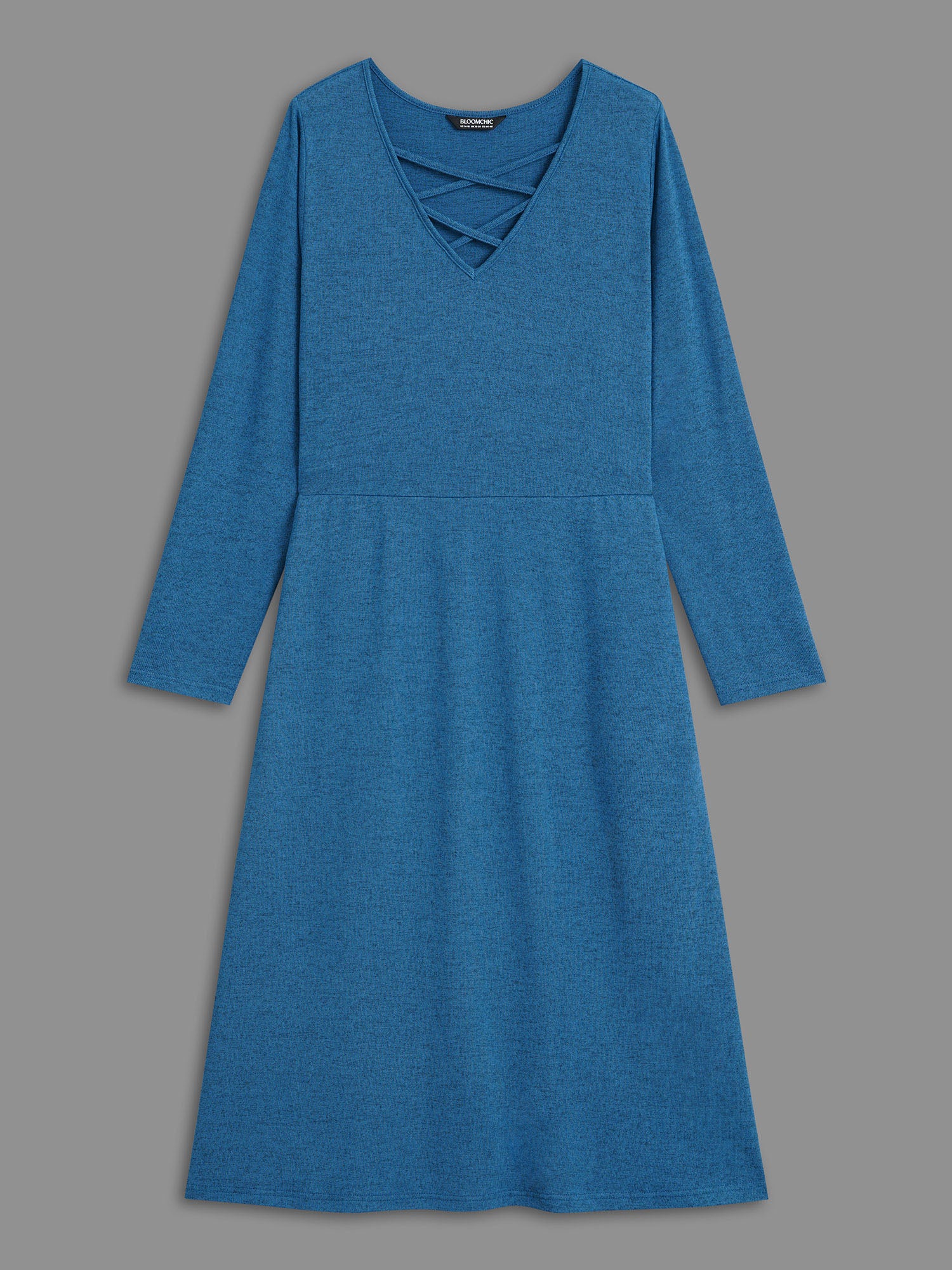 Plain Crisscross Pocket Knit Dress
