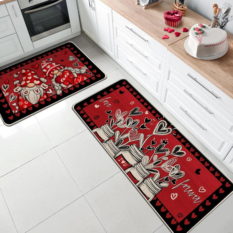 Valentine'S Day Casual Elegant Stripe Heart Shape Polyester Carpet Bathing