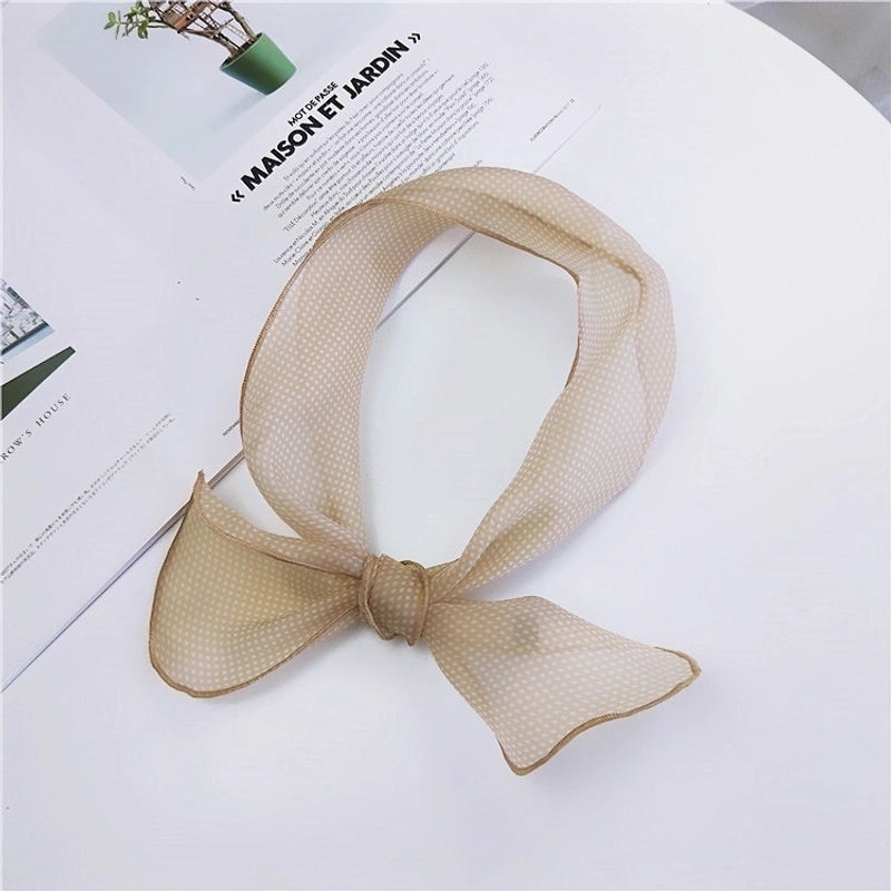 New Small Dot Silk Scarf For Women Spring And Autumn Summer Small Scarf Fashion All-matching Small Silk Scarf Organza Scarf Variety Ribbon