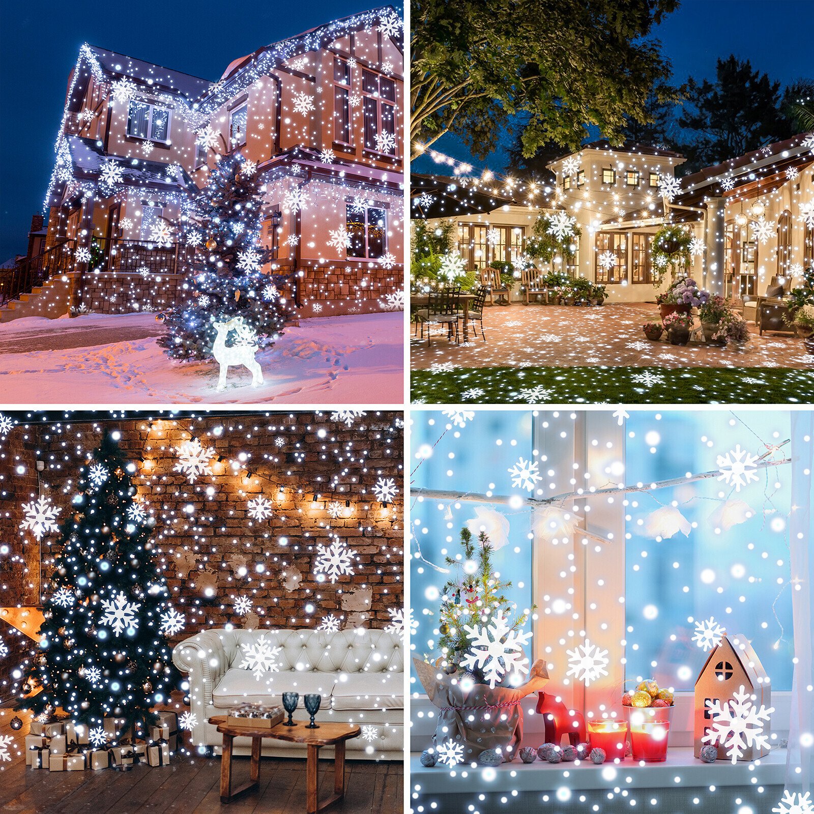 Christmas LED Projector Lights, UPGRADED Owl-shape Dual-lens Christmas Snowflake Projector Lights