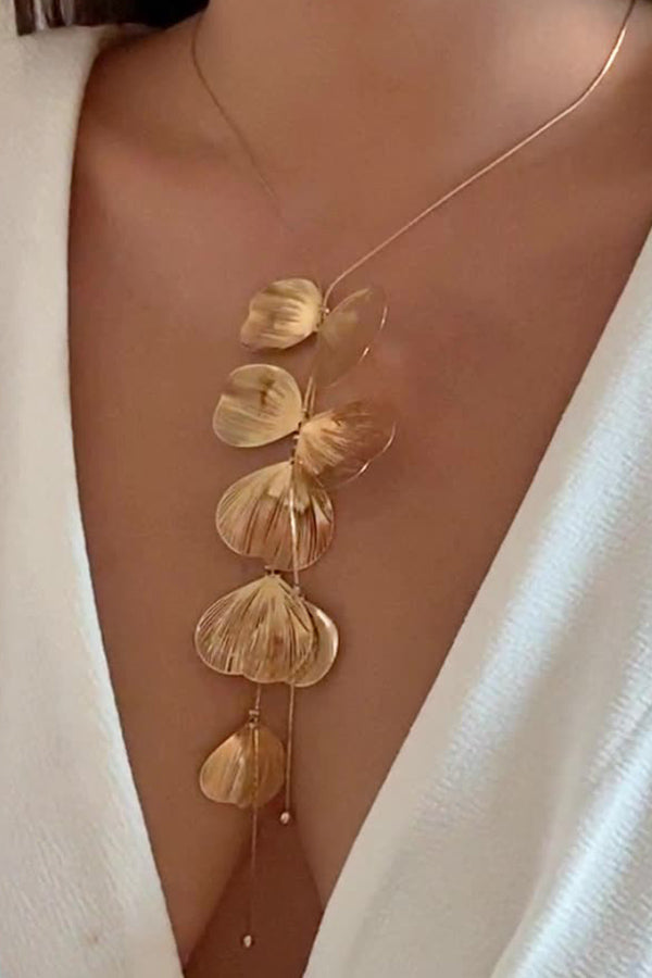 Vintage Ginkgo Biloba Leaves Necklace