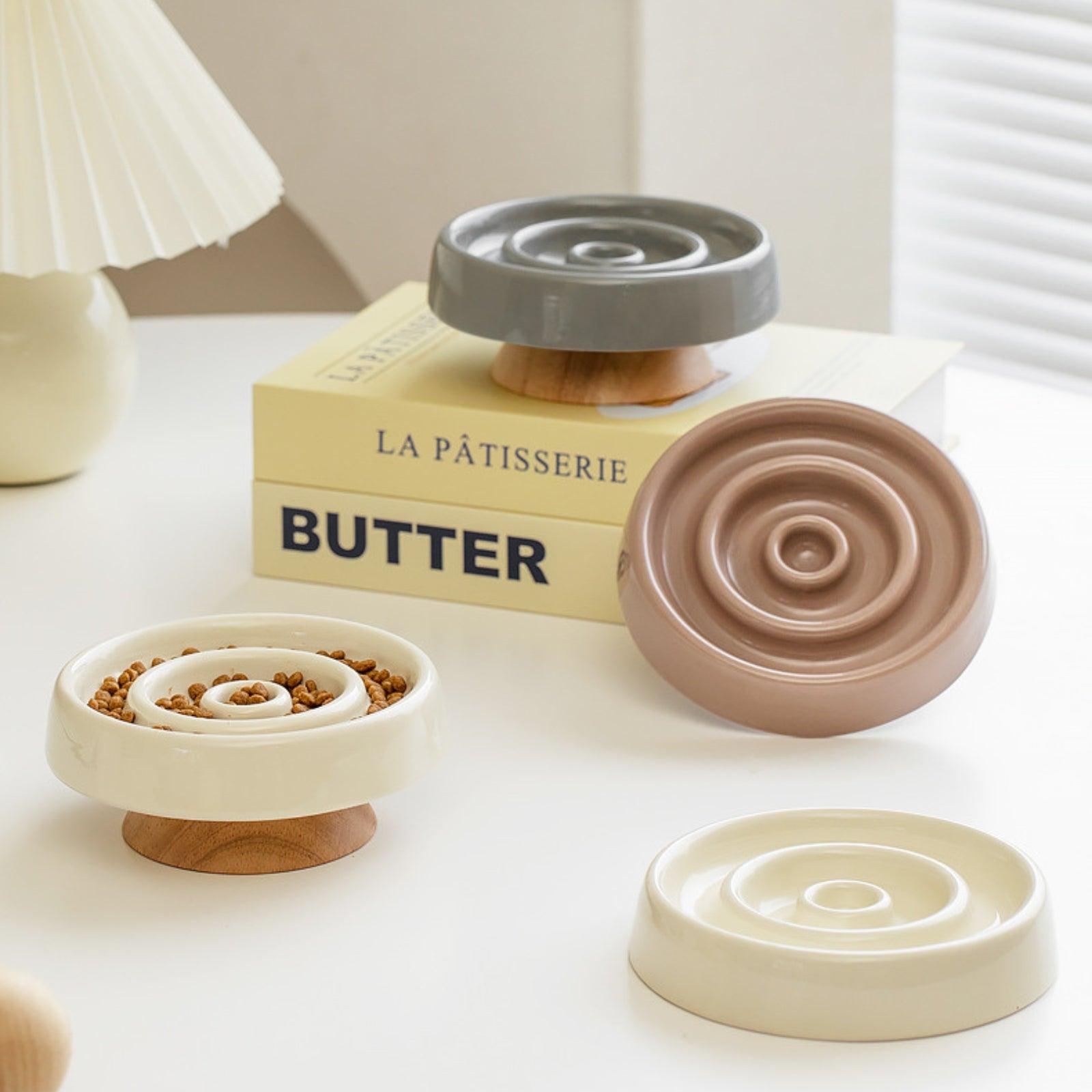 Ceramic Slow Eating Pet Food Bowl for Cats and Dogs