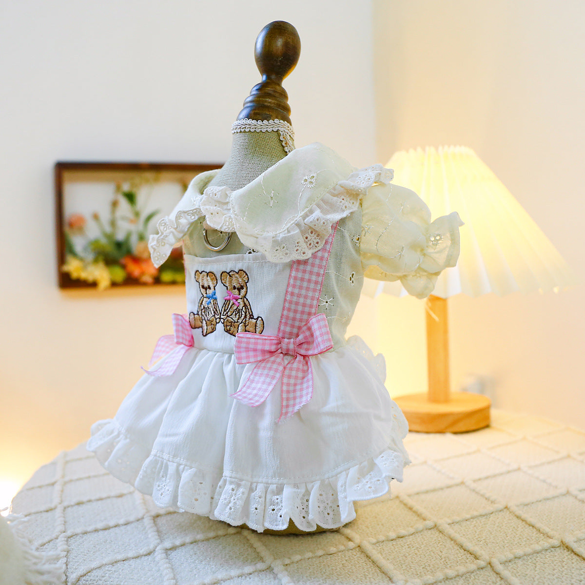 Sweet Bear Lace Bow Dog Dress Harness